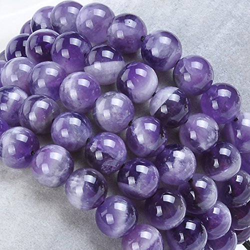 MASSIVE BEADS Natural Healing Power Gemstone Crystal Beads Unisex Adjustable Macrame Bracelets - color: Dream Amethyst, size: 8mm