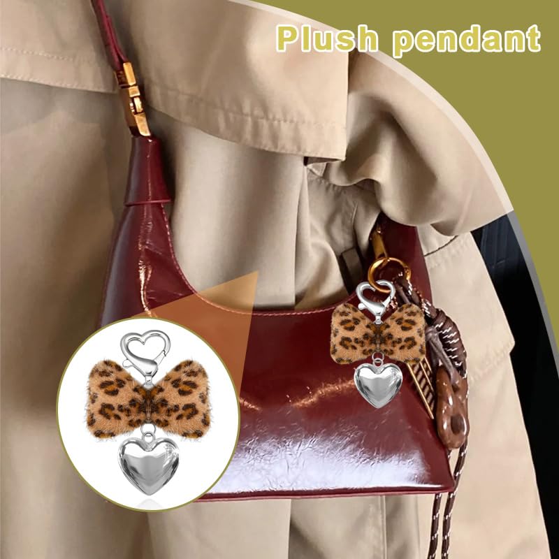 Leopard Faux Fur Keychain for Purse Charms for Handbags Leopard Plush Key Chain for Car Keys - color: Color 7
