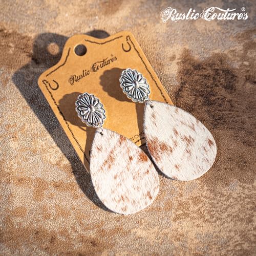 Rustic Couture's Western Earrings for Women Cowgirl Country Concho Dangling Western Statement Jewelry - color: N-Silver