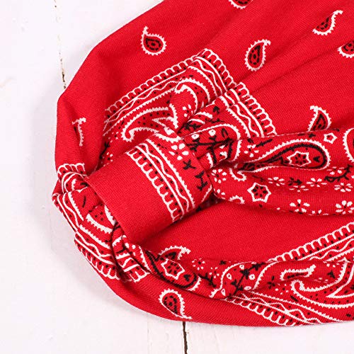 Assorted Paisley Print Wide Bandana Knot Headbands Criss Cross Head Wrap Hair Band (4 Colors Pack C) - color: 4 Colors Pack C