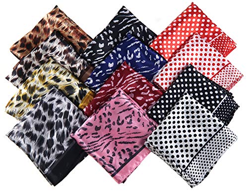 12 Set Mixed Designs Small Square Satin Womens Neck Head Scarf Scarves Bundle - color: Set D