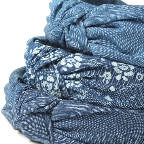Cuizhiyu 3Pack Denim Knot Headband Knotted Wide Headband for Women,Blue Knot Headbands Non slip Hairbands Girls Fabric Head bands Hair Accessories