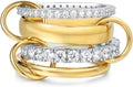 14K Gold Plating and Platinum Plating Stackable Interlocking Ring Set | Anti-Allergy Mixed Metal Multi-Ring Declaration Jewelry | Women's Festival Gift, Mother's Day/Birthday/Engagement Jewelry - size: 5, style: Four-layer ring