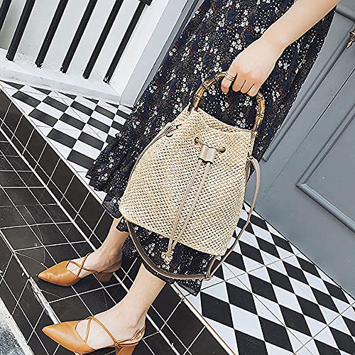 Goclothod Women Crochet Fringed Shoulder Bag Cotton Tassel Crossbody Bag Hippie Beach Purse - color: Fashion