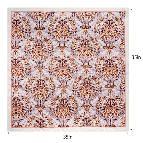 Pistha Head Scarf Bandana for Women, Satin Scarf for Hair, Large Square Silk Bandana Headscarf for Women and Men 35 Inch - style: Flower-white