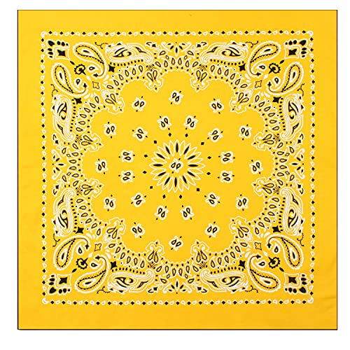 Rothco Trainmen Paisley Bandana 27” x 27” Extra‑Large 100% Cotton Head Wrap Scarf Multi‑Use - color: Yellow