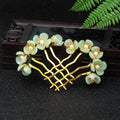 2pcs Jade Flower Hair Pin, Chinese Hair Stick Jade Hairpin, Retro Chignon Pin Traditional Classical Flower Hair Chopstick Hair Styling Accessories for Women, Green - color: 2 green