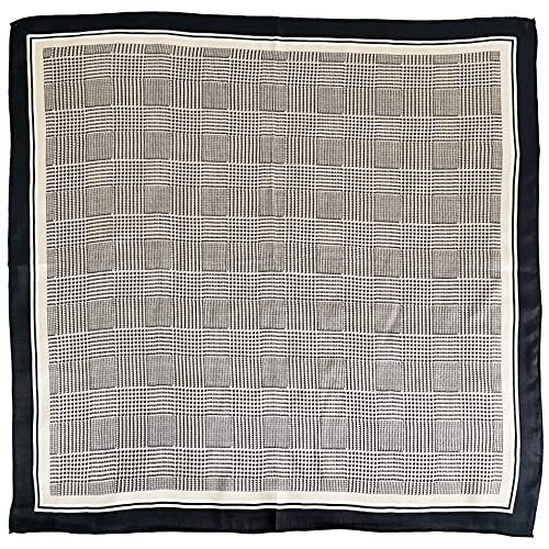 FONYVE 100% Mulberry Silk Scarfs for Women-Lightweight Square Satin Head Scarf-Small Silk Hair Scarf for Sleeping 21"x21" - color: 05 Houndstooth