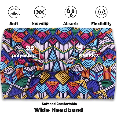 IVARYSS Wide Headbands for Women, Knotted Head Wraps Turbans, Large African Style Head Bands Hair Accessories, 6 Pack (African) - color: African