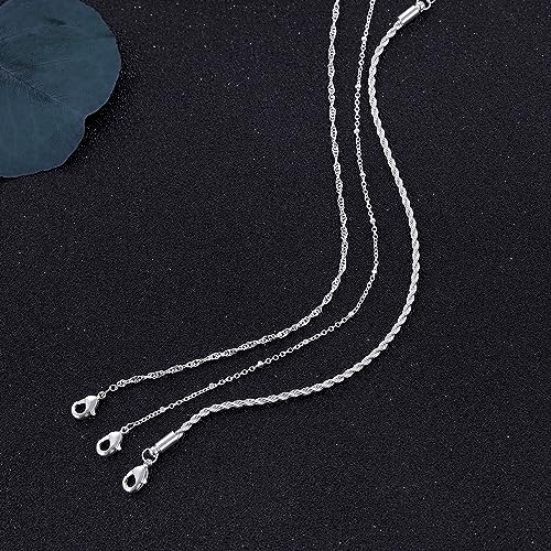 DEARMAY Sterling Silver Plated Bracelets Set for Women Waterproof, Non Tarnish Sterling Silver Link Chain Bracelets Pack Dainty, Fashion Jewelry Gifts for Everyday Comfortable - color: 3Pcs Silver Bracelet A