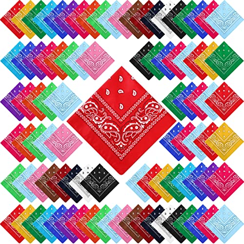 Handepo 200 Pcs Bandanas Bulk Paisley Bandanas Unisex Head Wrap Scarf Cowboy Headband Handkerchief for Women Men - color: Multicolor