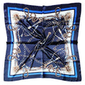 vabovin Satin Head Scarf for Women Silk Like Hair Scarf, 35 x 35 in | Silk Feel Fabric, Hair Wrap for Sleeping, Headscarf and Neck Scarf, Square Bandana Style, Fashion Accessory - color: 011 Blue Chain Print