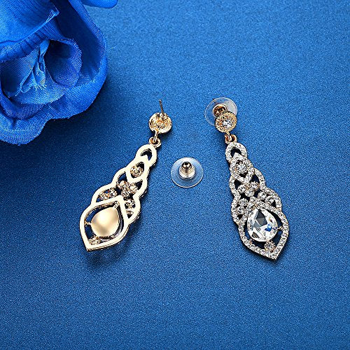 Women's Alloy Teardrop Crystal Chandelier Dangle Earrings - color: B-gold