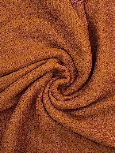 Humble Hilo Womens Woven Bohemian Style Gauze Scarf,Shawl, Head Wrap Fringed Edge Lightweight, Long Folds Small - color: Brown