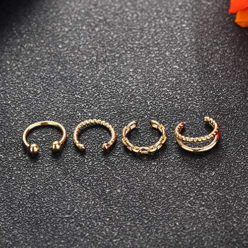 IRONBOX 9Pcs Ear Cuff Earrings for Women 14K Silver/Gold Ear Cuff Non Piercing Cartilage Clip Cuff Earrings Fake Earrings - color: 8Pcs Gold Tone