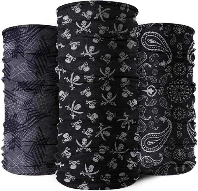 6-Pack Balaclava Face Mask for Men & Women - UV Protection Neck Gaiter, Multi-Use Cycling Mask & Breathable Headband - color: Black