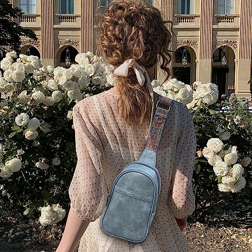 APHISON Small Sling Bag Fanny Packs Cell Phone Purse Vegan Leather Crossbody Bags for Women Chest Bag with Adjustable Strap Blue - color: 11-blue