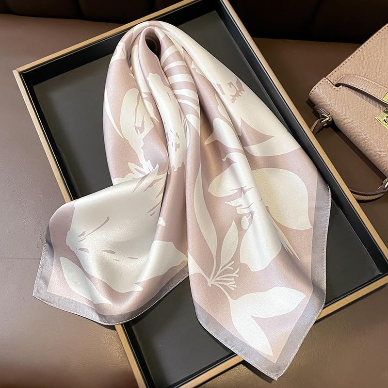 FEIBOON Mulberry Silk Scarfs Neck Scarf 21" Small Square Scarfs hair scarf bandana Neckerchief Headscarf for Women - color: Lavender