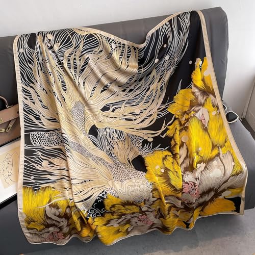 K-Elewon Large Square Scarf 43" Silk Scarf Fashion Scarves Silk Feeling Hair Wrapping Scarfs Night Sleeping Headscarf - color: Vb13
