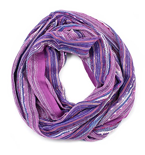 Anika Dali (15 Colors) Shimmer Sparkle Infinity Scarf, Women's Festival Bliss Lightweight Fashion Shawl - color: French Lilac