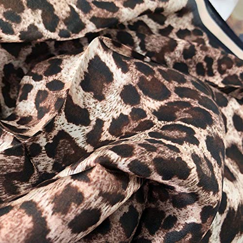ANDANTINO 100% Mulberry Silk Scarf -21” Square Neckerchief with Gift Packed - color: Leopard