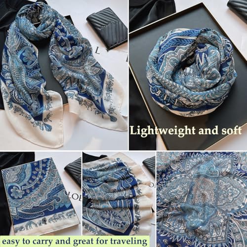 K-Elewon Large Square Scarf 51" Cotton and Linen Hand feel Scarf Fashion Scarves Hair Wrapping Scarfs Neck Scarves for Women - color: H2304