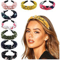 DRESHOW 8 Pack Knotted Headbands for Women Wide Turban Headband Yoga Exercise Ribbing Hair Hoop Hair Bands Accessories - color: 8 Pack Chiffon Printing C