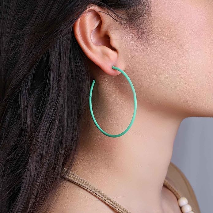 6cm Colorful Hoop Earrings - Lightweight Hypoallergenic Gift - color: Yellow