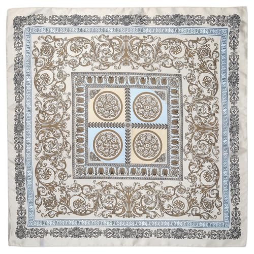 Stlvoll 27.5" Silk Neck Scarf of Women's Fashion Head Scarf Square Neck Satin Scarfs for Bag Hair Scarves Gift - color: Beige