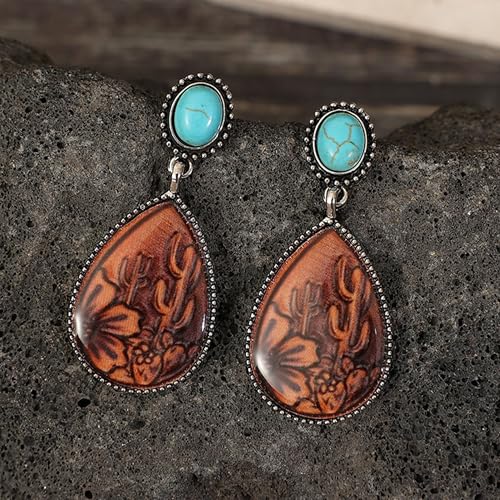 Boho Earrings for Women Trendy Gold Dangle Earrings Vintage Bohemian Indian Country Jewelry Gifts Boho Dress Chic Clothing - color: B4:western turquoise earrings