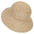 Womens Sun Hat Handmade Crochet Straw Bucket for Summer Foldable Travel Cap - color: Beige & Coffee