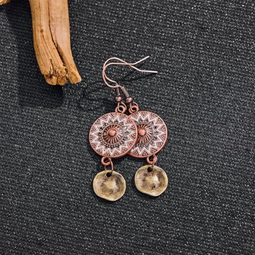 Handmade 70s 80s Retro Bohemian Teardrop Pearl Hollow Flower Wooden Leverback Dangle Drop Earrings Disc Round Bead Hook Earrings For Women