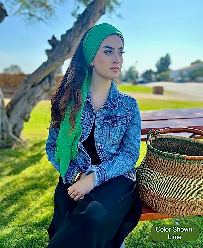 Humble Hilo Womens Woven Bohemian Style Gauze Scarf,Shawl, Head Wrap Fringed Edge Lightweight, Long Folds Small - color: Lime