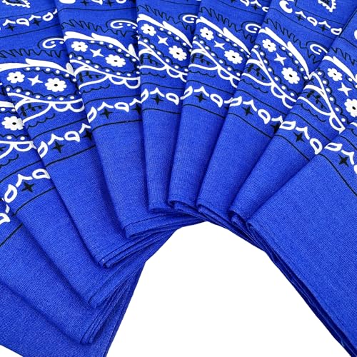 Vamqor 100% Cotton 10 Pack Fine Bandanas - color: Royal Blue