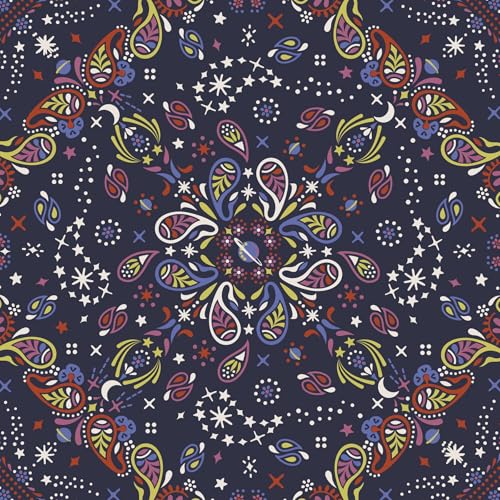 Premium Cotton Zip Earbud Bag Charm - color: Starry Paisley