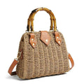 ZIDE Straw Crossbody for Women Woven Summer Beach Handmade Wicker Rattan Bamboo Joint Bag Boho Satchel for summer Holiday - color: Brown