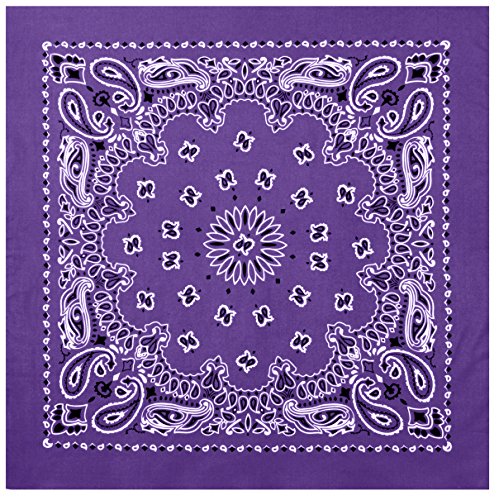 Rothco Trainmen Paisley Bandana 27” x 27” Extra‑Large 100% Cotton Head Wrap Scarf Multi‑Use - color: Purple