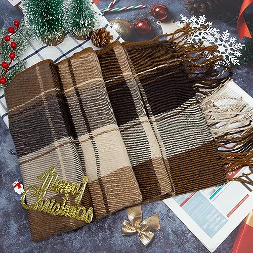 Loritta Womens Scarf Fashion Long Plaid Shawls Wraps Big Grid Winter Warm Lattice Large Scarves Gifts - color: R-khaki Beige Lattice