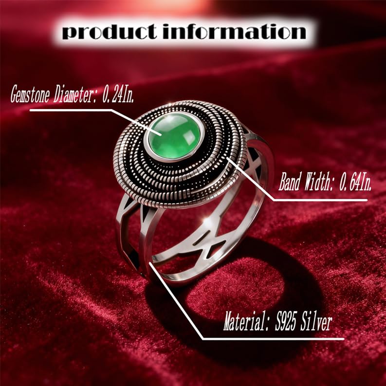 Mulit Circle Cross Lines Thick Top Jade Gem Ring,Silver Plated Cocktail Party Ring,Statement Ring Jewelry Gift for Women - color: RIng_B aventurine