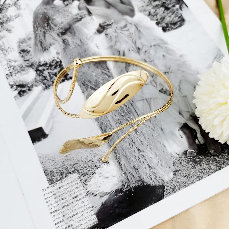 Pingyongchang 2 Pcs Cuff Bangle Bracelet for Women Open Wide Wire Bracelets Set Gold Wrist Cuff Wrap Bracelet Adjustable Classic Bohemia Birthday Gift - color: G