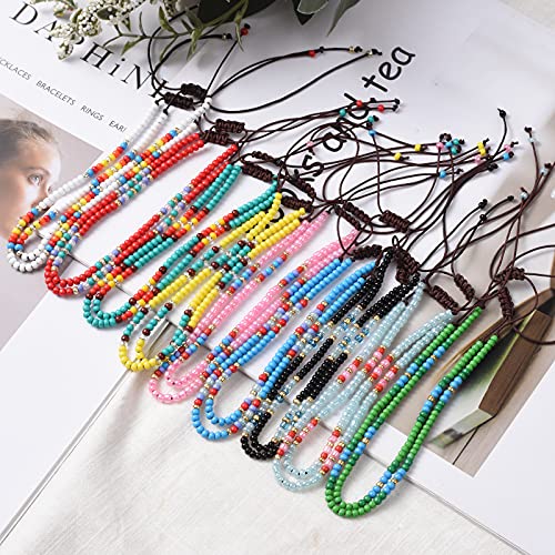 XIJIN 8Pcs Handmade Beaded Anklets for Women Boho Colorful Beads Ankle Bracelets Adjustable Foot Anklet Set - color: A-1