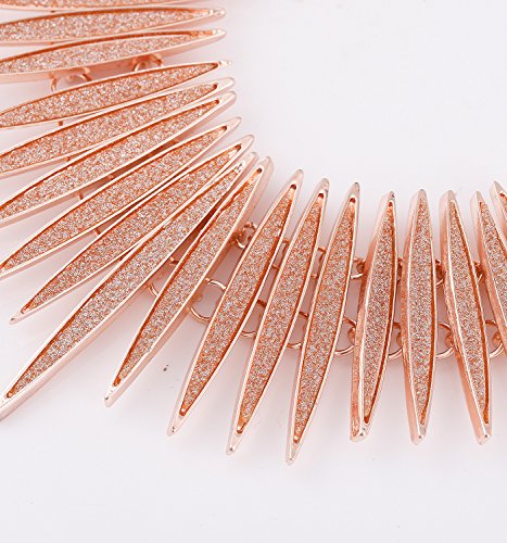MOLOCH Sparkling Druzy Leaf Choker Necklace Fashion Gold-Tone Collar Necklace Bib Statement Chunky Tribal Necklace Woman Jewelry - color: rose gold