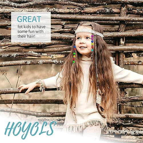 Hoyols Quick Hair Beading Tools with Colorful Pony Beads Magic Topsy Hair Tail Braid Stringer Ponytail Maker for Teens Girls 6pcs Black - color: 6pcs Black w/ beads