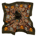 NZKNP Silk-Like Head Scarf - Women's Bandana Wraps - color: 17-dark Green Flower, size: 35"*35"