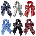 Hair Ties with Ribbons,6PCS Paisley Bow Scrunchies | Scrunchie Bowknot,Hair Ribbon,Bow Ponytail,Soft,Cute,Hair Accessories for Women,2 in 1 - color: NO1