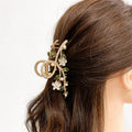 MRKARL Floral Hair Clip, Elegant Floral Tassel Bun Holder, Temperament Pearl Bun Hair Clip Metal Hair Clamps