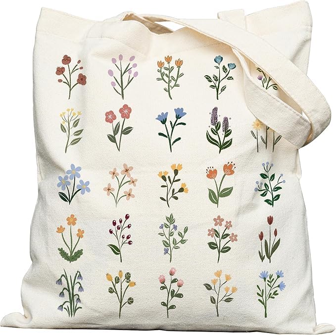 METALPHA Aesthetic Tote Bag for Women Girls - Resuable Double-Sided Printed Canvas Tote Bag with Snap Closure and Pocket - color: Botanicalgarden