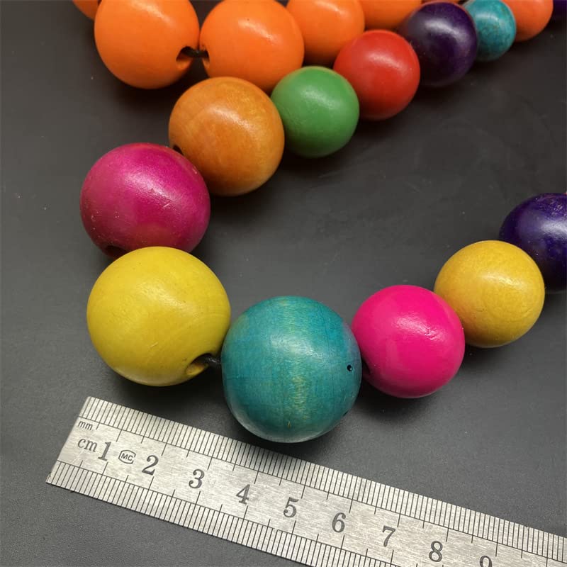 Fuqimanman2020 Chunky Large Simulated Pearl Choker Necklace Drop Dangle Earrings Crystal Bib Big Round Beaded Strand Multicolor Costume Statement Wedding Jewelry Set for Women Brides - color: Wooden Colorful