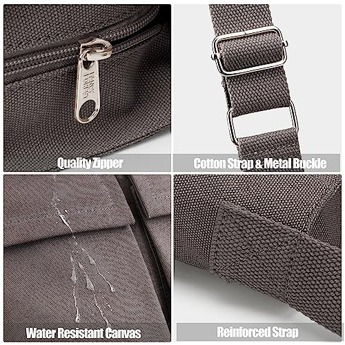 KALIDI Canvas Tote Bag Large Hobo Crossbody Shoulder Handbag Zipper Messenger Bag for Women or Men Casual College Work - color: Upgraded Grey