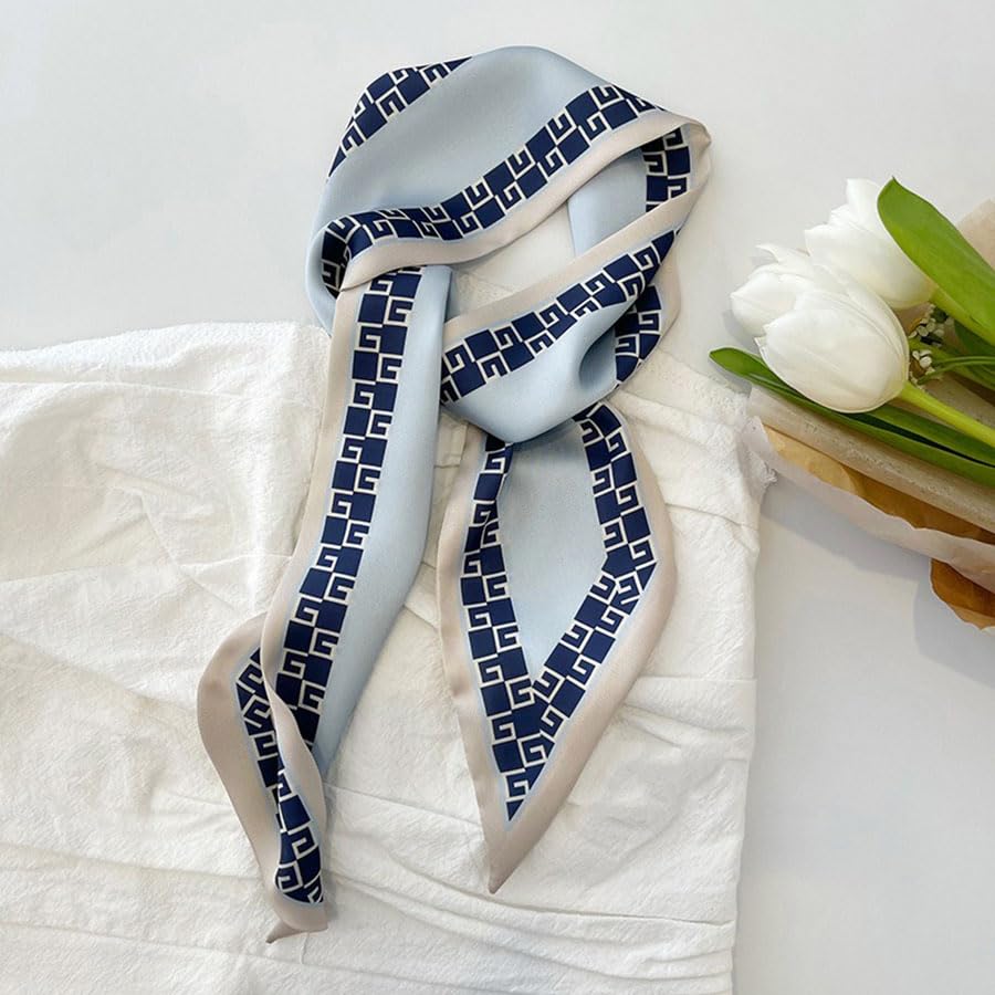 4/40 Pcs Hair Scarf for Women, 35"x2.36" Lightweight Silk Headband, Purse & Bag Scarves Gift Collection - color: Royal Blue